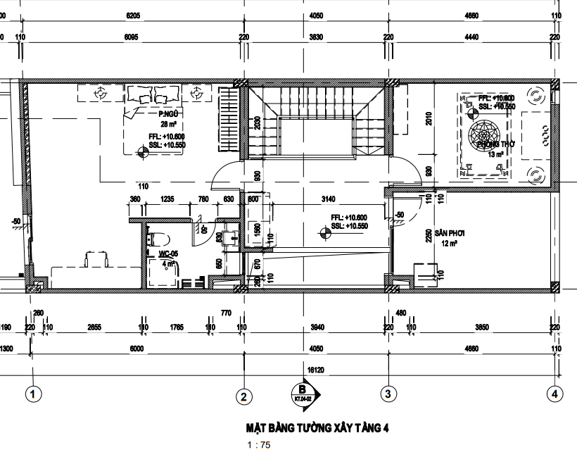 Mặt bằng tầng 4 Shophouse dự án Seoul Eco Home Mặt bằng tầng 4 Shophouse dự án Seoul Eco Home